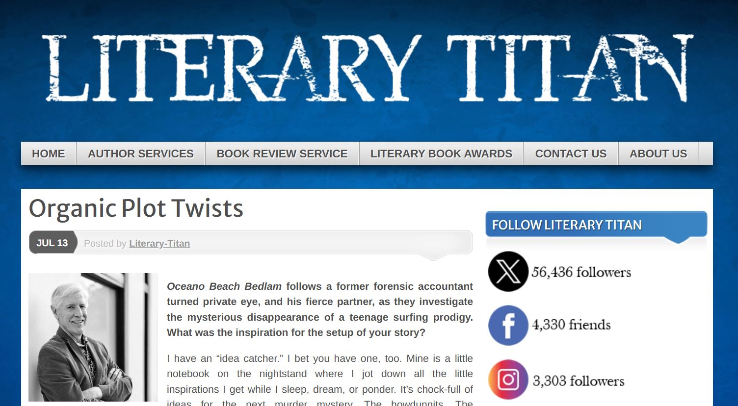 “ORGANIC PLOT TWISTS”—GUEST INTERVIEW WITH LITERARY TITAN