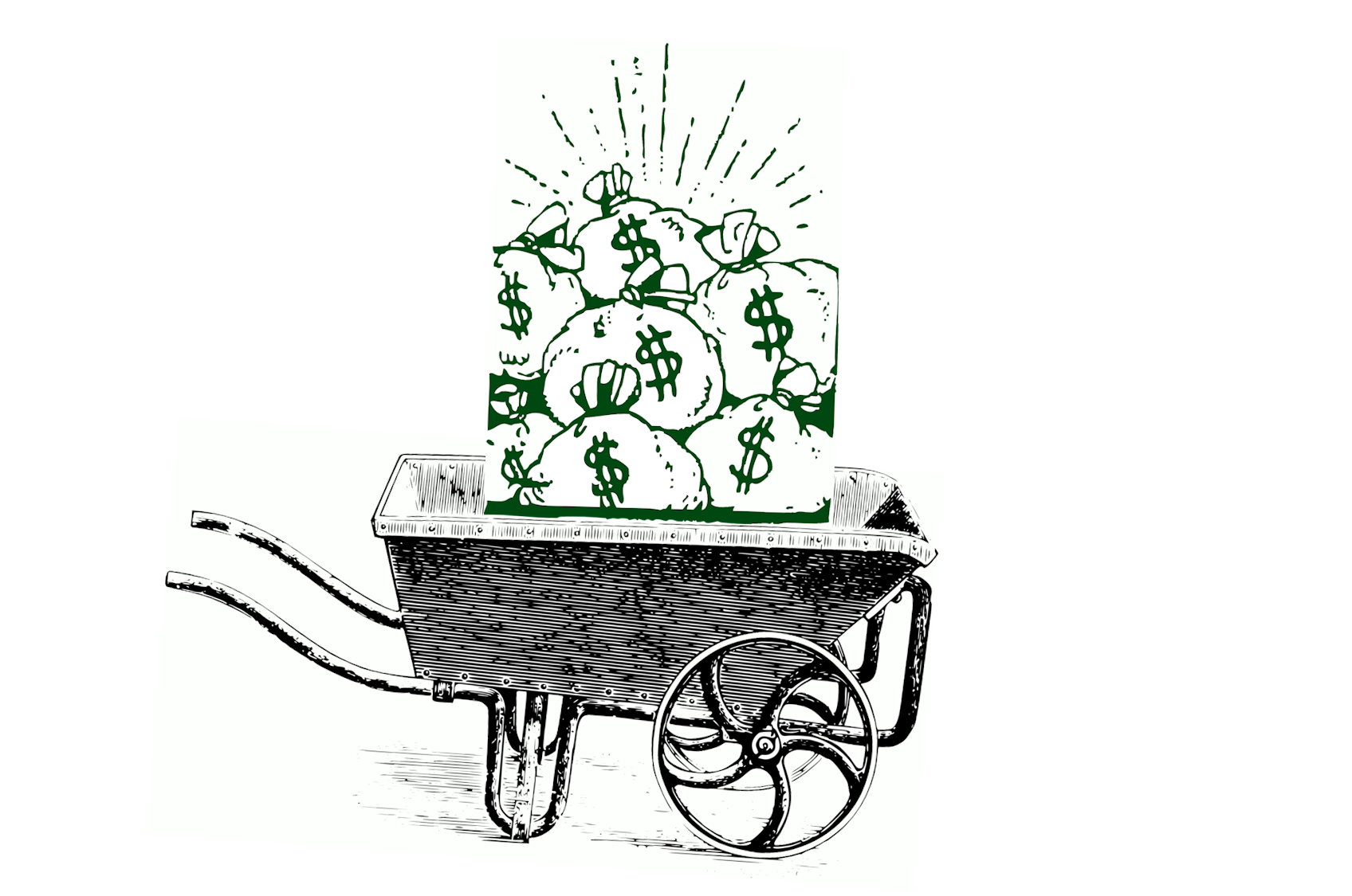 Wheelbarrow of cash